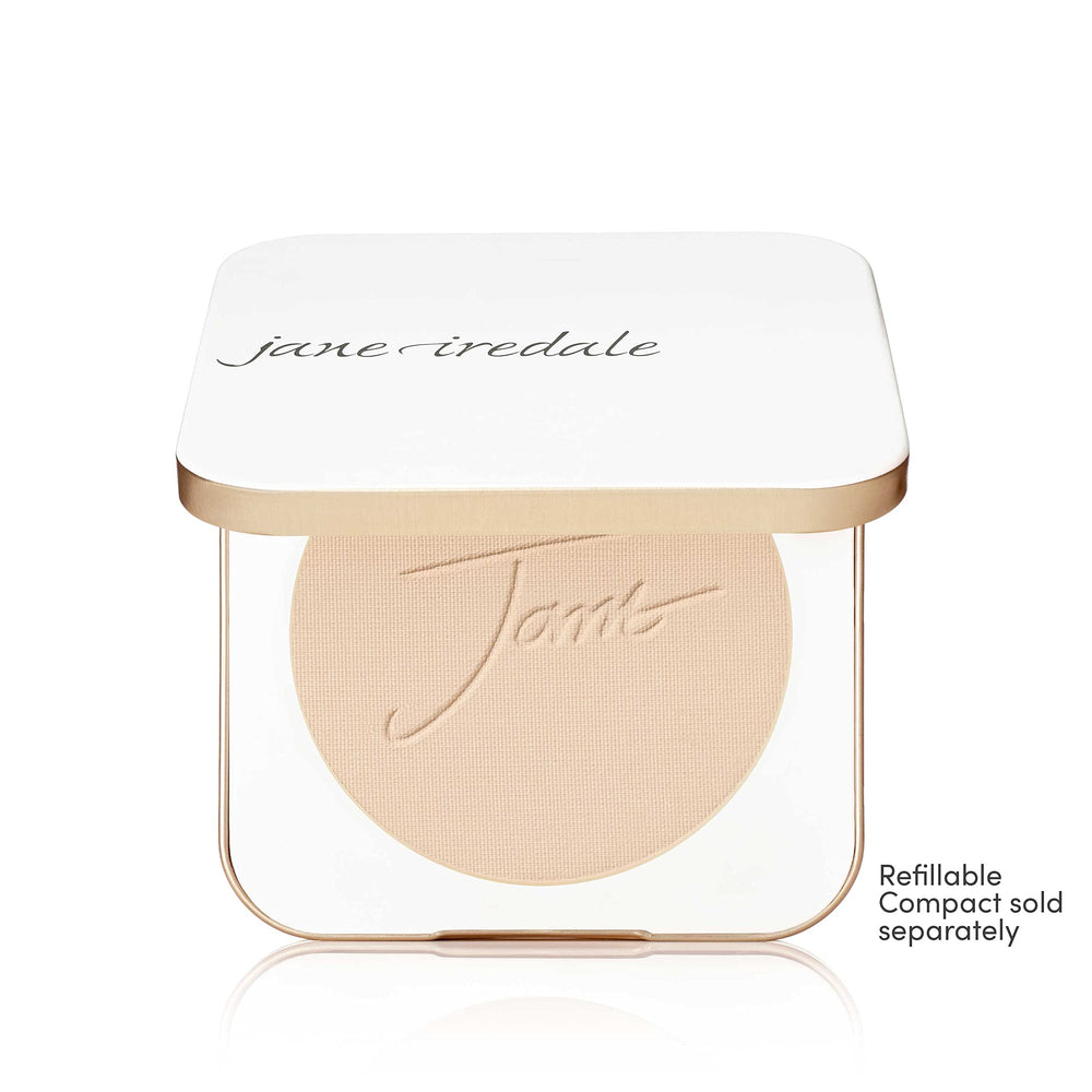 Jane Iredale PurePressed Base SPF detail highlights broad-spectrum protection.