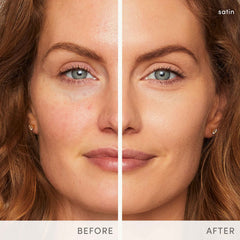 Jane Iredale PurePressed Base swatches on skin for sheer-to-matte tone.