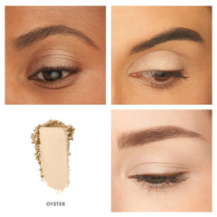 jane iredale PurePressed Eye Shadow Oyster application brush swatch shows soft buttery texture