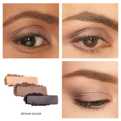 Jane Iredale PurePressed Eye Shadow Triple application demo shows smooth blending.