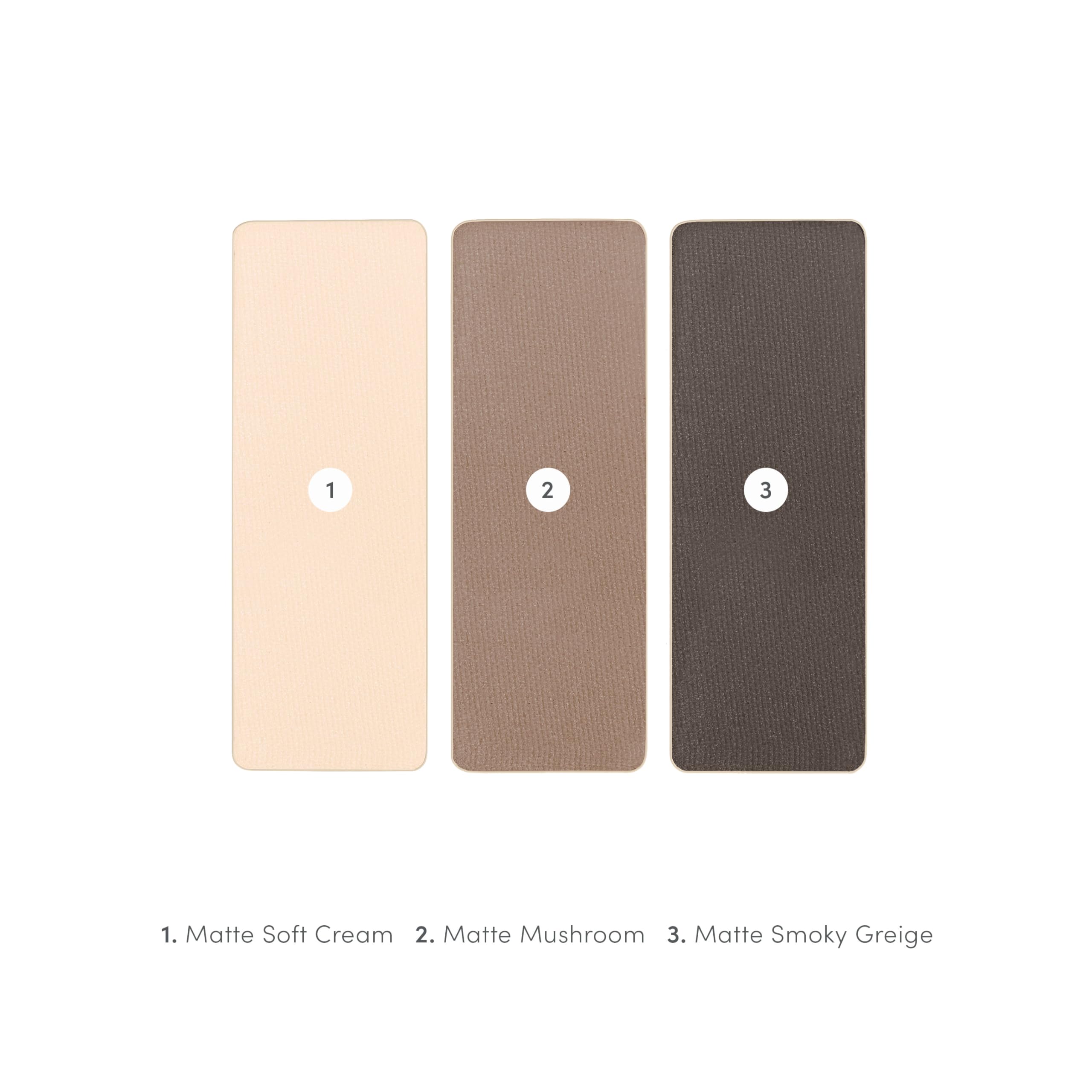 Jane Iredale PurePressed Eye Shadow Triple Riverstone close-up emphasizes finely milled pigments for richer shade.