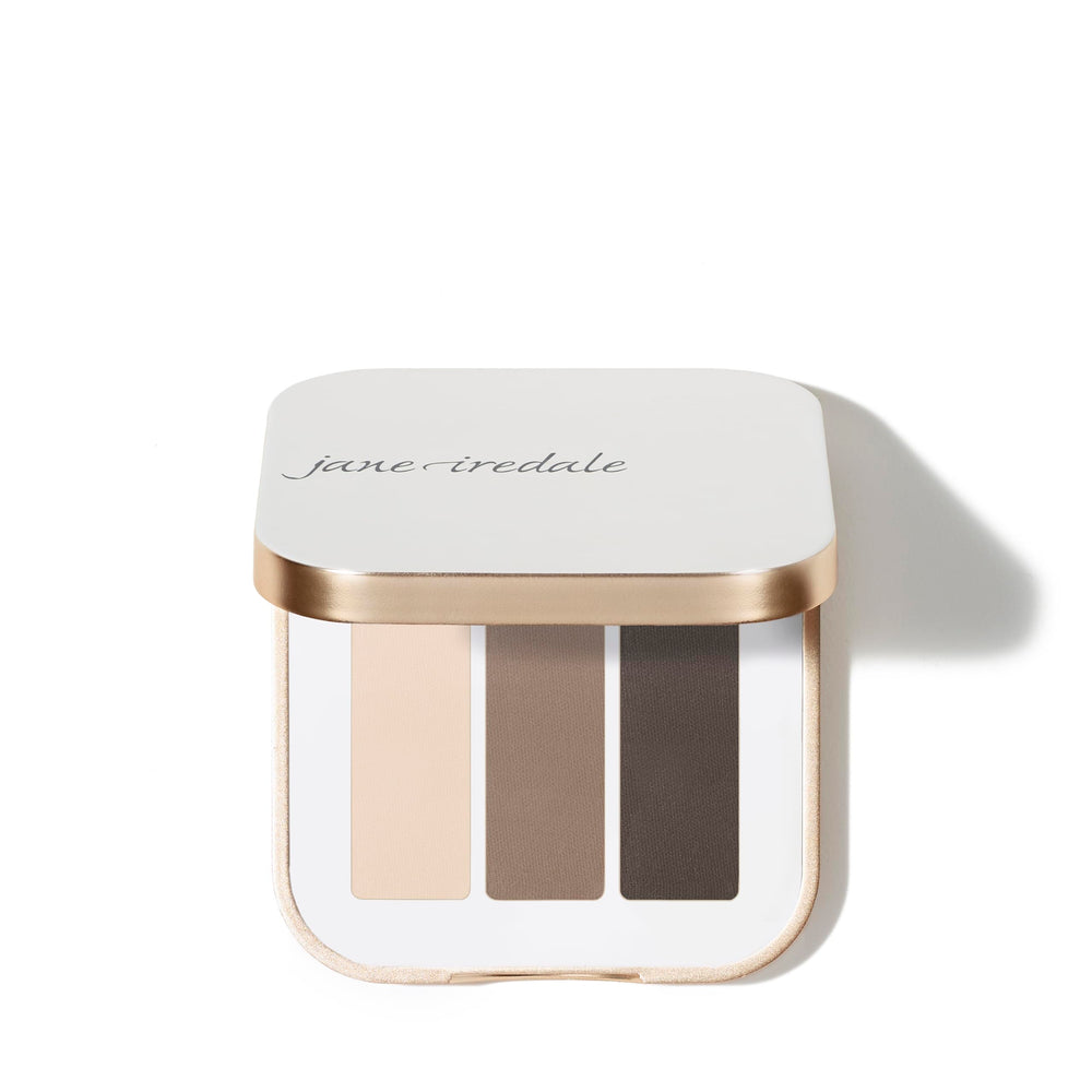 Jane Iredale PurePressed Eye Shadow Triple Riverstone swatches reveal rich, blendable color for versatile looks.