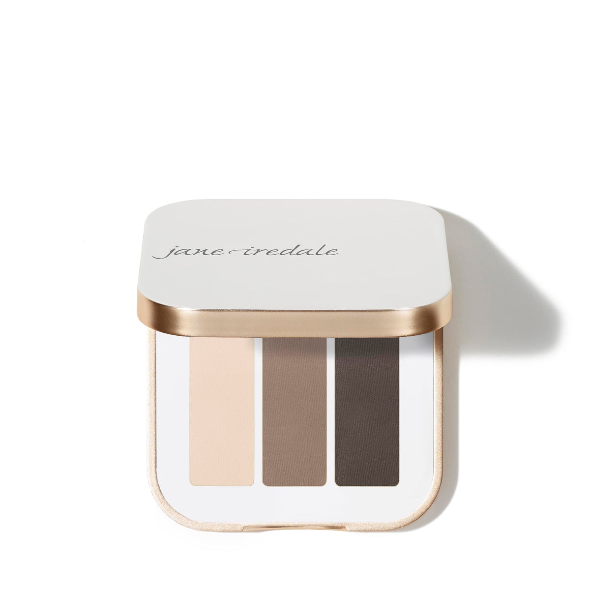Jane Iredale PurePressed Eye Shadow Triple Riverstone swatches reveal rich, blendable color for versatile looks.