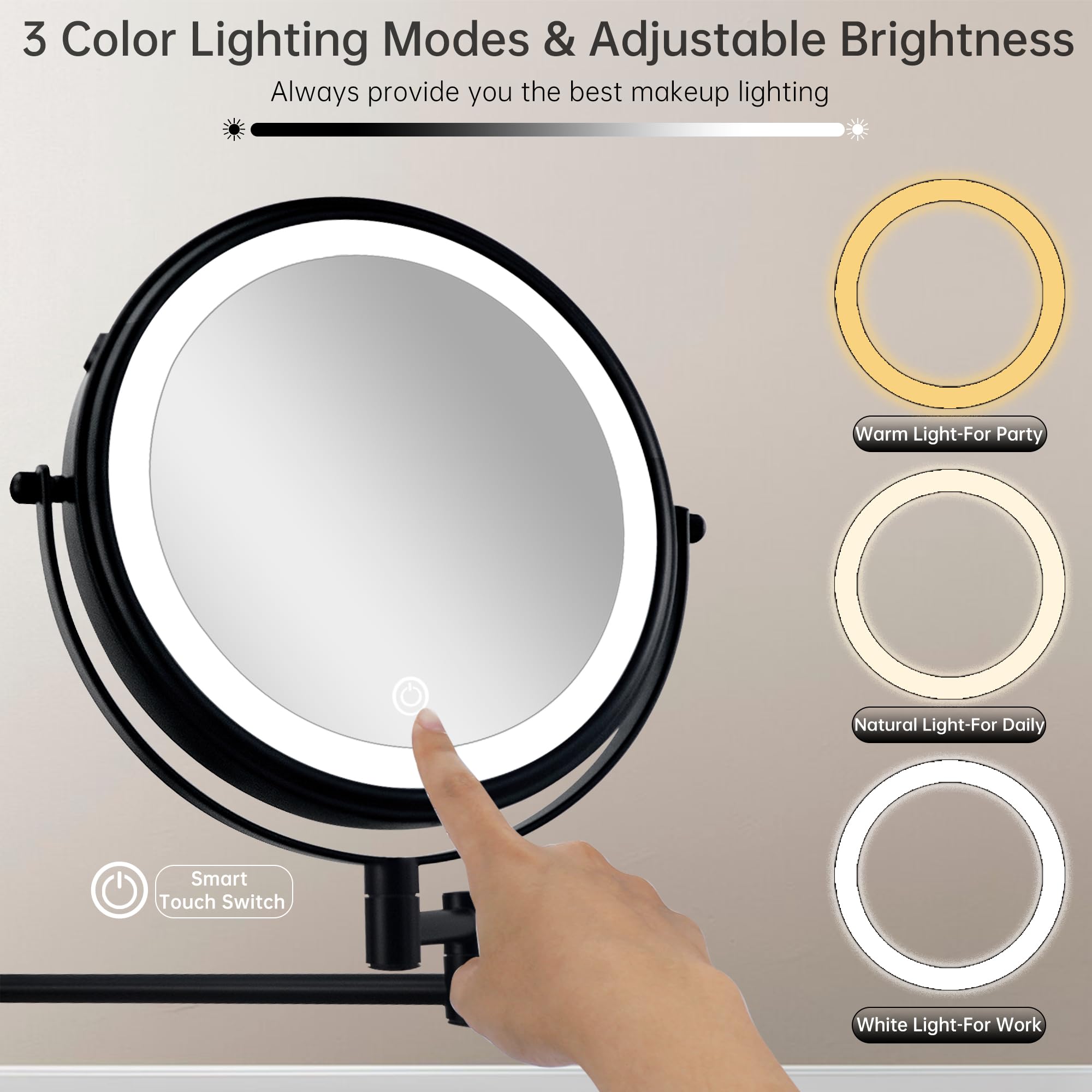 JANEEVA dimmable brightness ideal for comfortable makeup in any room