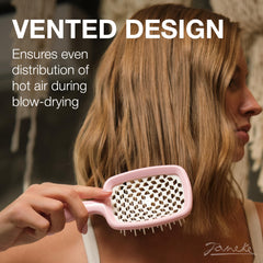 Janeke Superbrush detangling bristles glide through knots with less pulling.