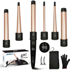 Janelove 6-in-1 hair wand with six barrels for versatile home styling.