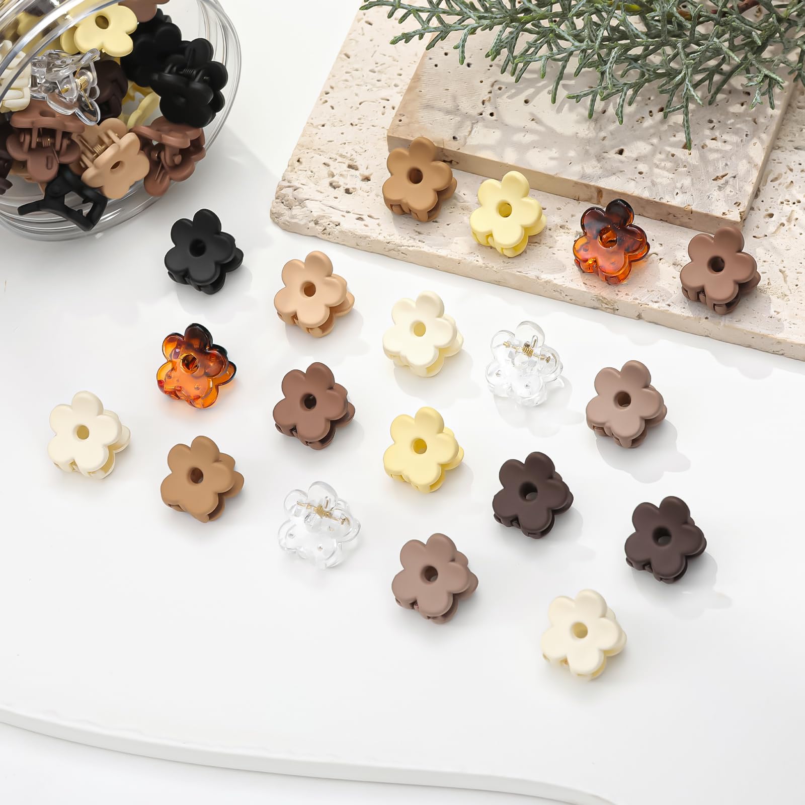 JANFUN flower-design clips close-up showing cute detailing for playful looks.