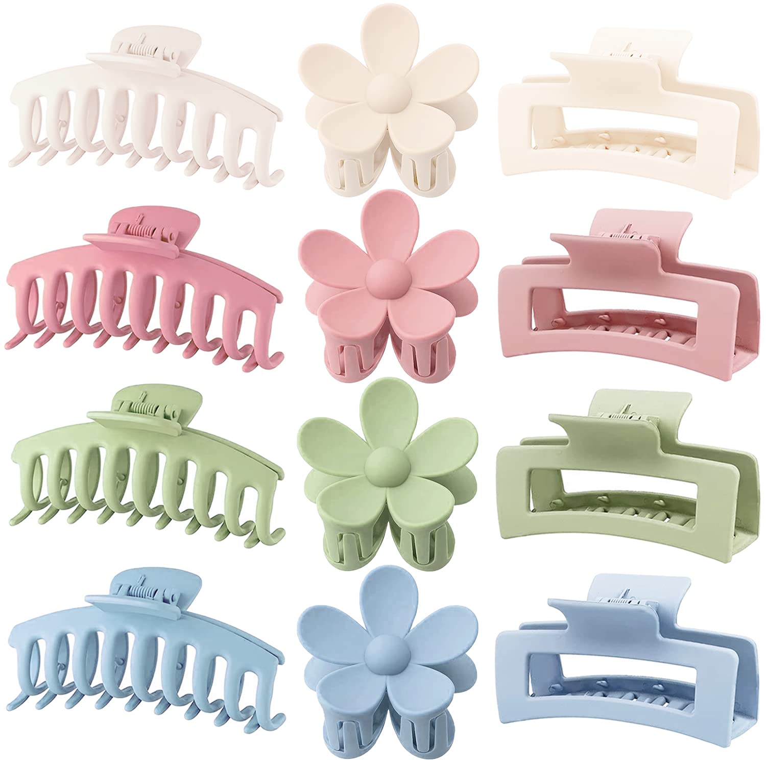 JANFUN large flower clip blue provides secure hold for thick hair with style