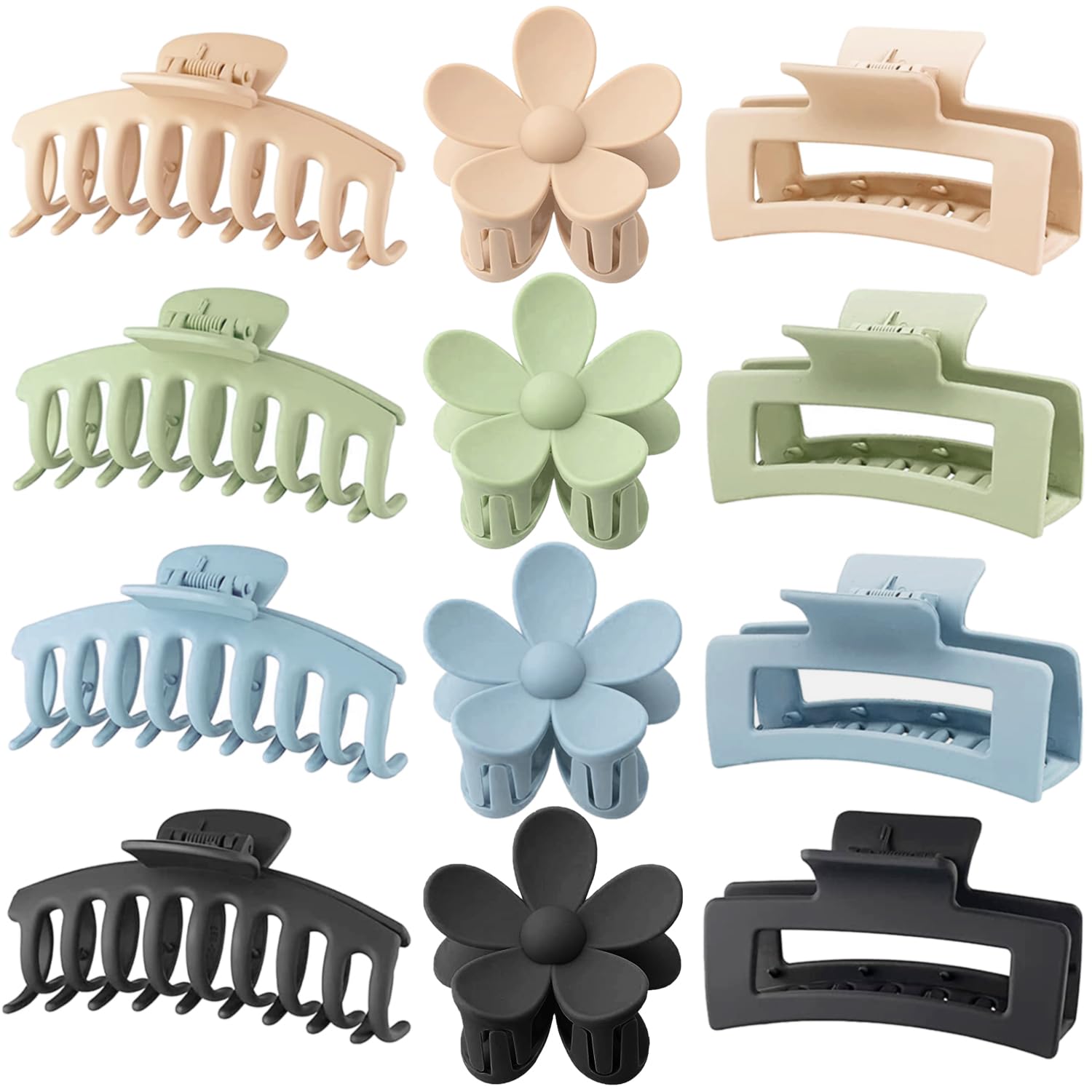 JANFUN large rectangle claw clip in matte finish secured for daily styling.