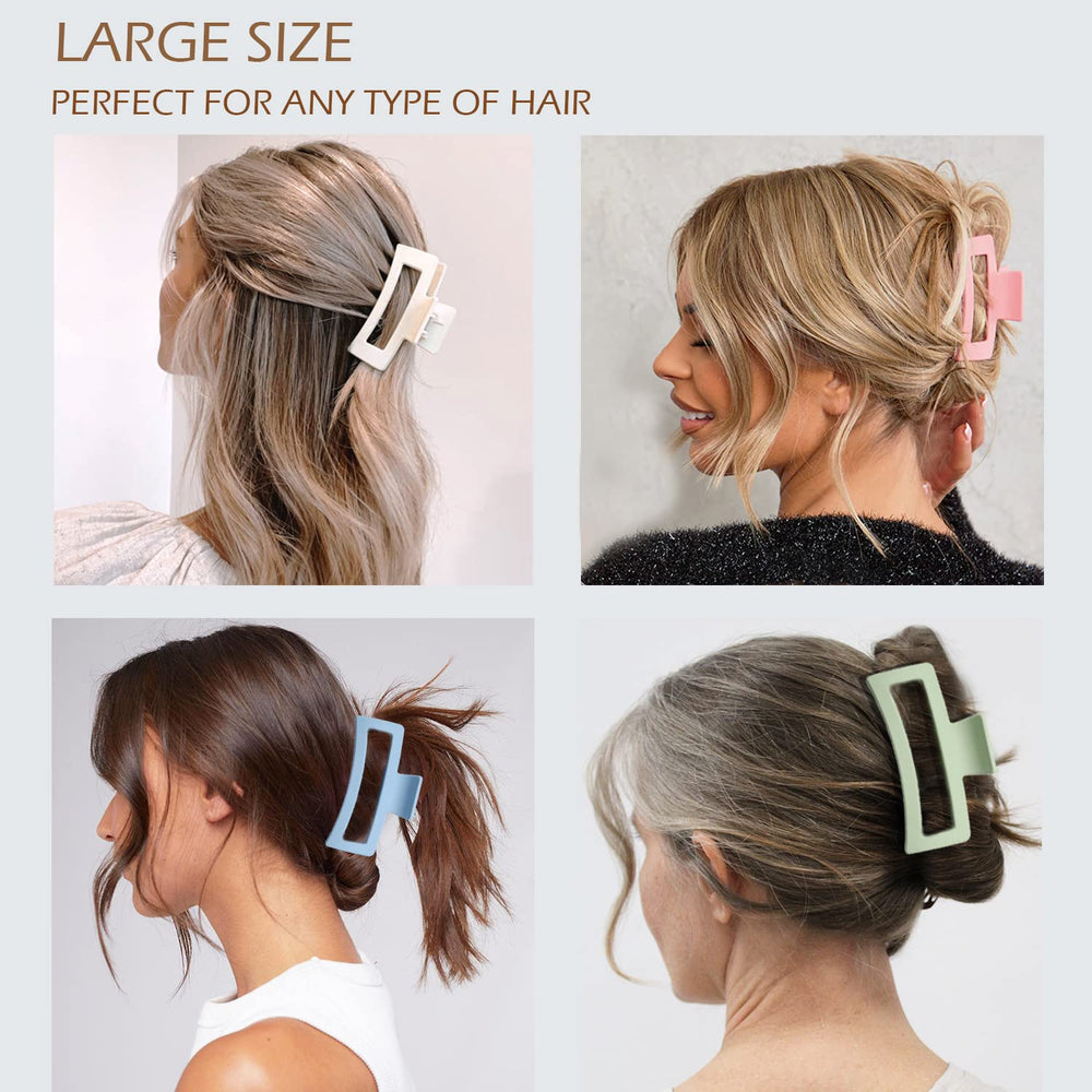 JANFUN rectangle claw clip white secures hair for work or at-home routines