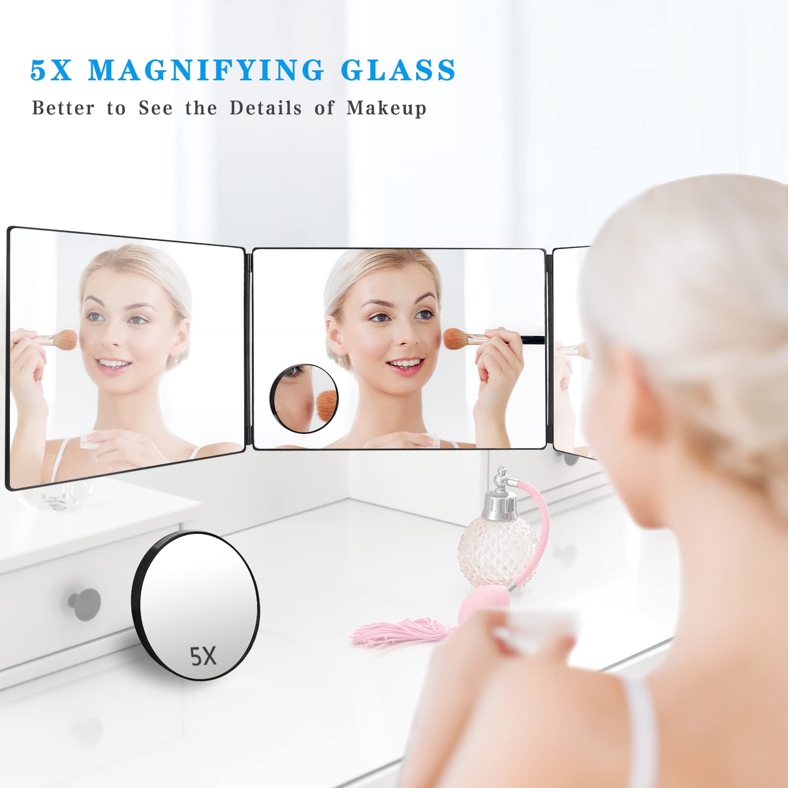 JANMPASK 3-Way Mirror adjustable brackets enable easy height positioning.