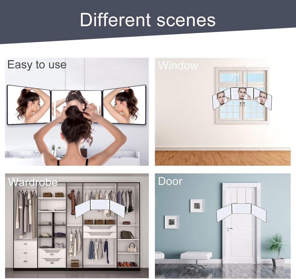 JANMPASK 3-Way Mirror hanging hooks support door or wall mounting.