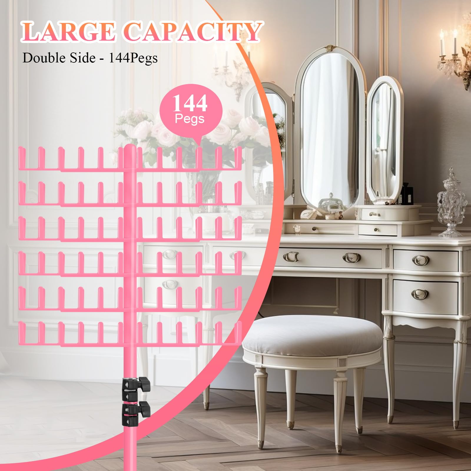 JANMPASK braiding rack height-adjustable pink demonstrates ergonomic comfort during long sessions