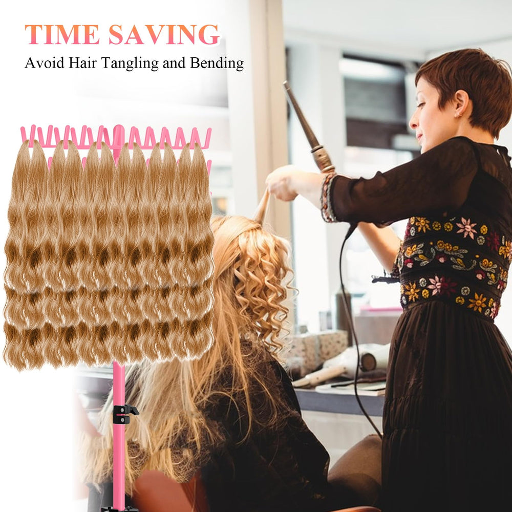 JANMPASK braiding rack in-use setup demonstrates efficient, comfortable braiding workflow