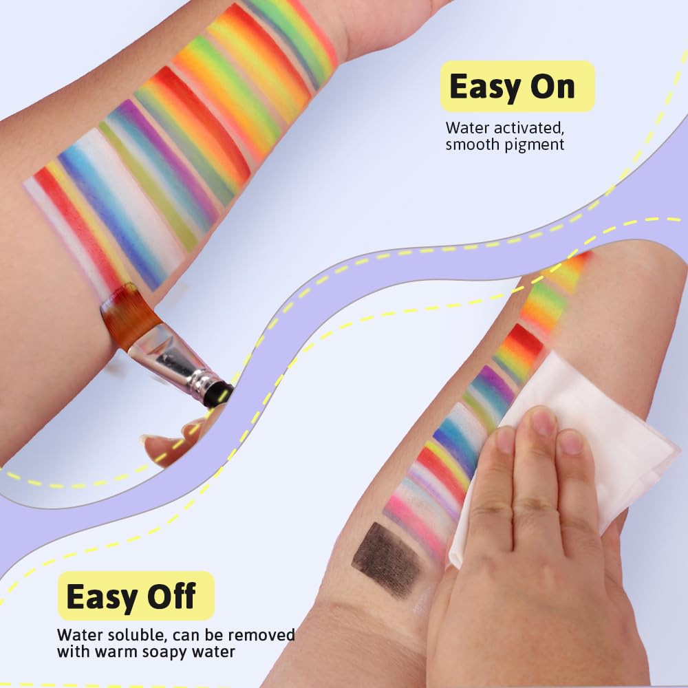 Janolia water-activated paints wash off with warm soapy water.