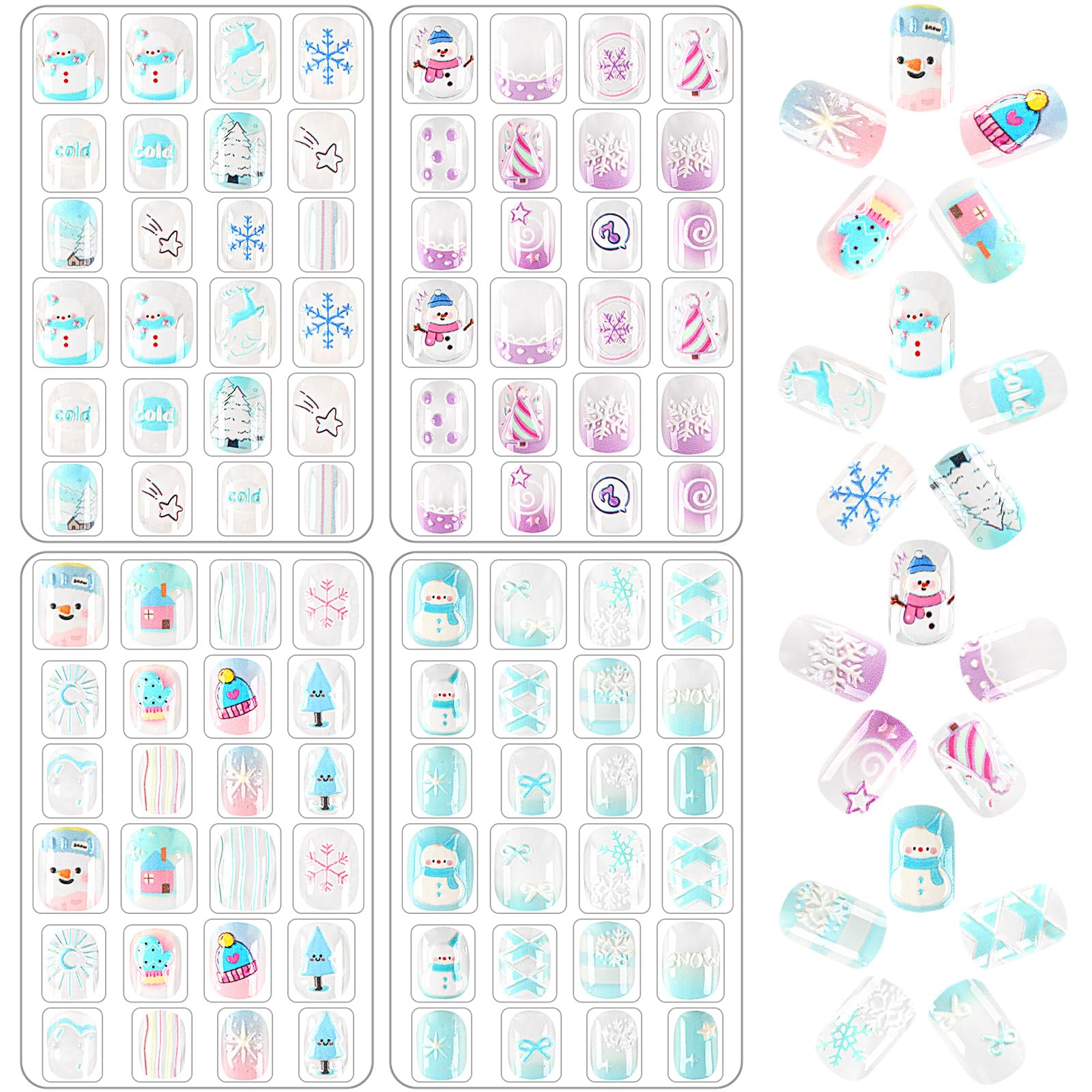JANYUN 96-piece winter nails packaging shows diverse sets for easy styling.