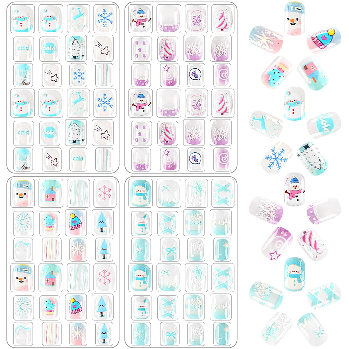 JANYUN 96-piece winter nails packaging shows diverse sets for easy styling.