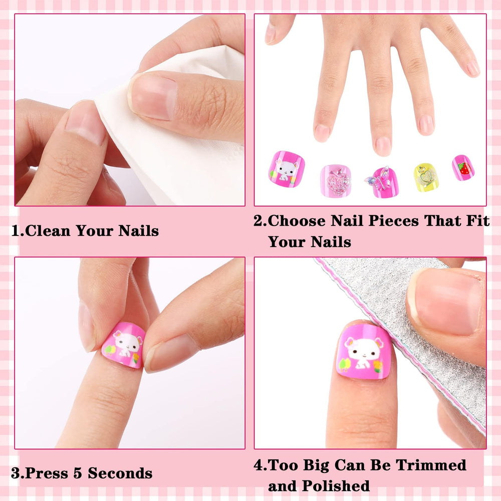 JANYUN Children False Nails bears pattern for playful nail art