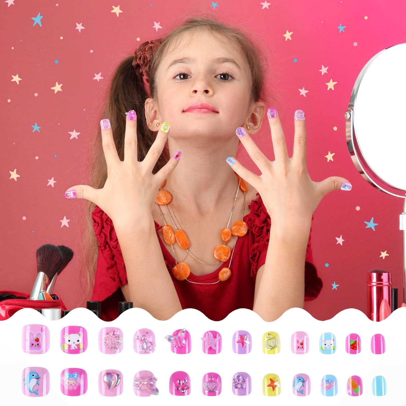 JANYUN Children False Nails bows design for festive styling