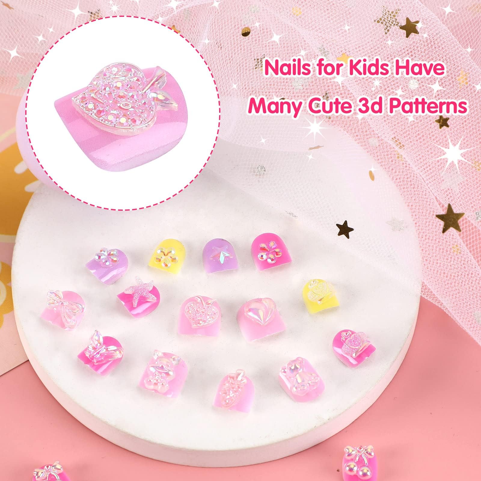 JANYUN Children False Nails mixed patterns box for versatile party favors