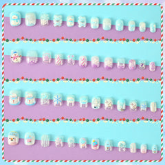 JANYUN winter nails feature embossed snowman and snowflake patterns.