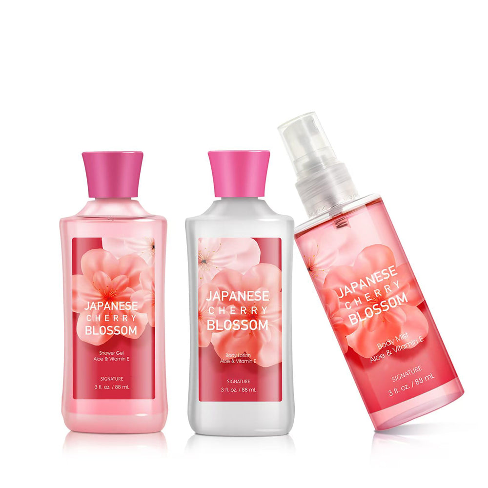 Japanese Cherry Blossom Spa Set shower gel bottle with creamy lather for daily cleansing.