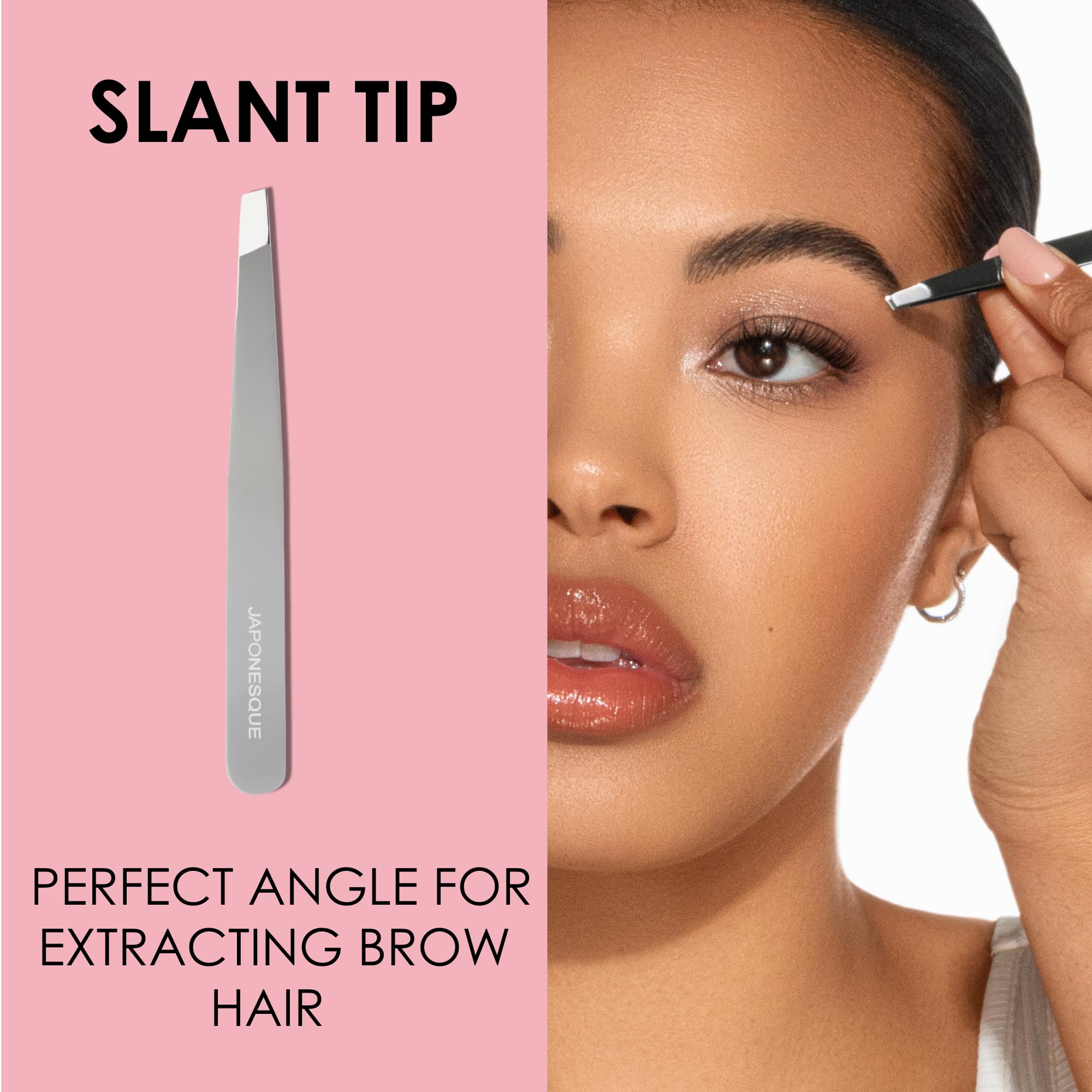 JAPONESQUE close-up shows slant vs point tips for brow shaping.