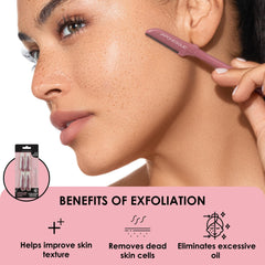 JAPONESQUE Dermaplaner blades close-up: ultra-sharp stainless steel for precise peach fuzz removal.