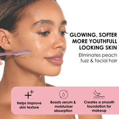 JAPONESQUE replacement blades safety cap demonstrates safe blade swaps for dermaplaning routine.