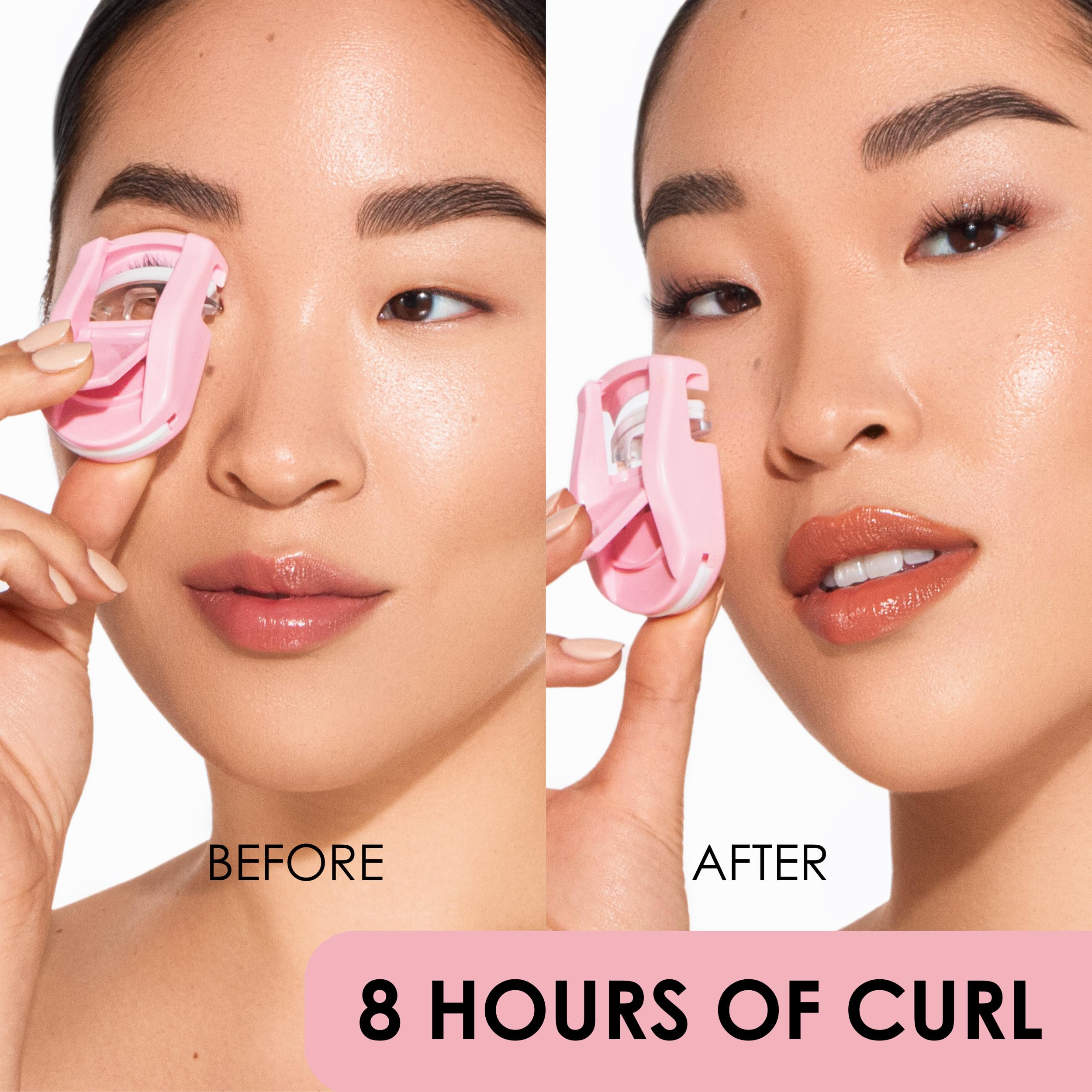 JAPONESQUE mini curler close-up in pink showing deep-sweep lift.