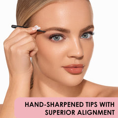JAPONESQUE Power Duo tweezers in black slant/point closeup for fine hair removal.