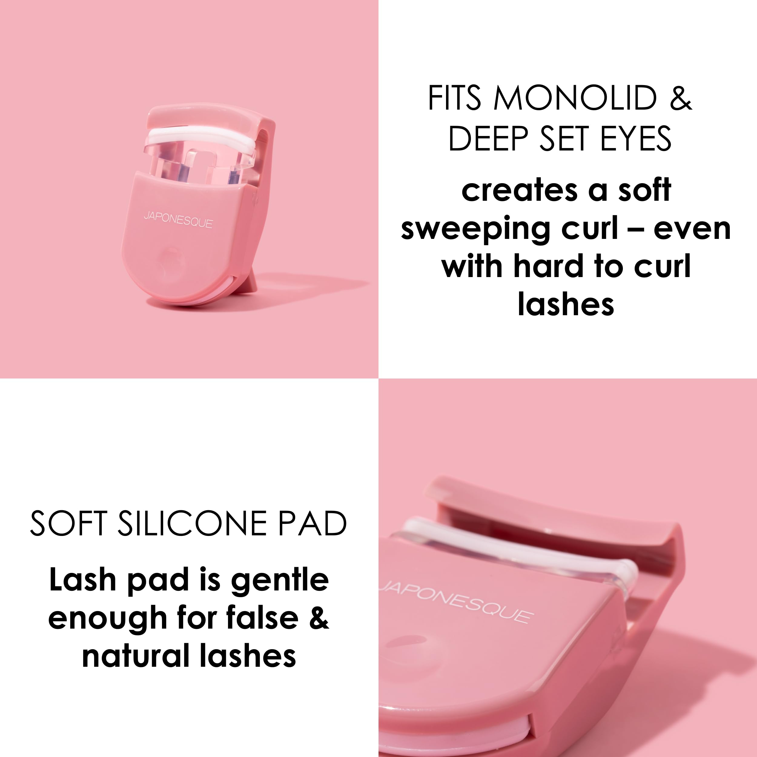 JAPONESQUE pro-tip squeeze technique to enhance base lash curl.