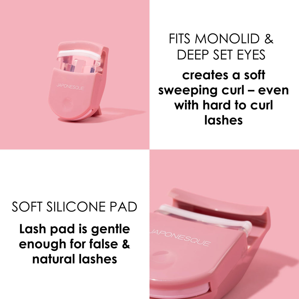 JAPONESQUE pro-tip squeeze technique to enhance base lash curl.