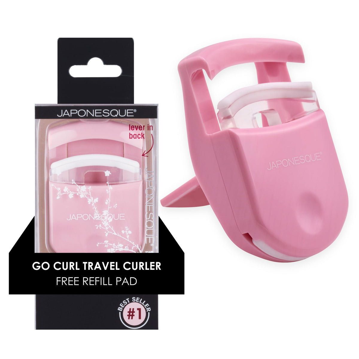 JAPONESQUE travel eyelash curler pink, ideal for on-the-go precision.