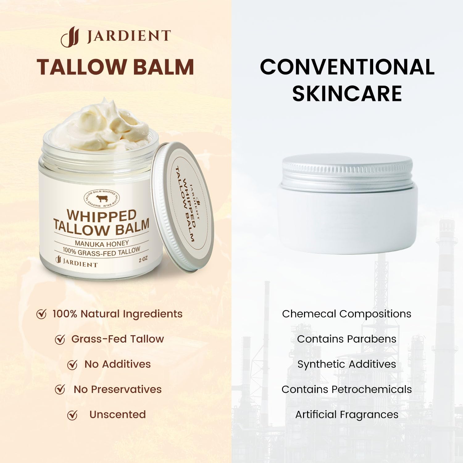 Jardient Balm on the face for hydration and skin smoothing.