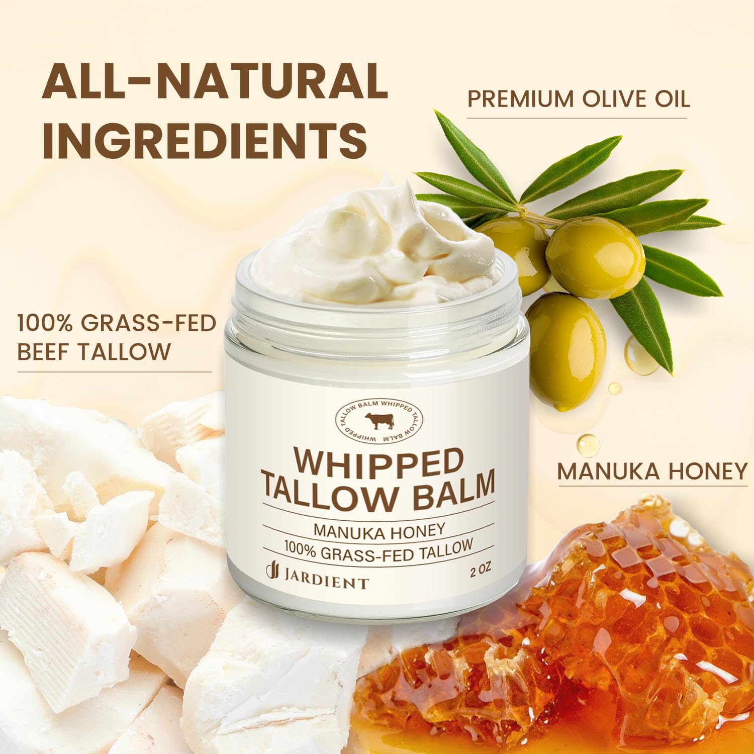 Jardient Balm ingredient highlight with olive oil for gentle, nourishing skin care.