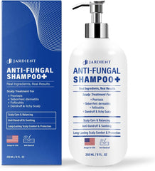 Jardient psoriasis shampoo bottle showing gentle scalp relief with herbal formula.