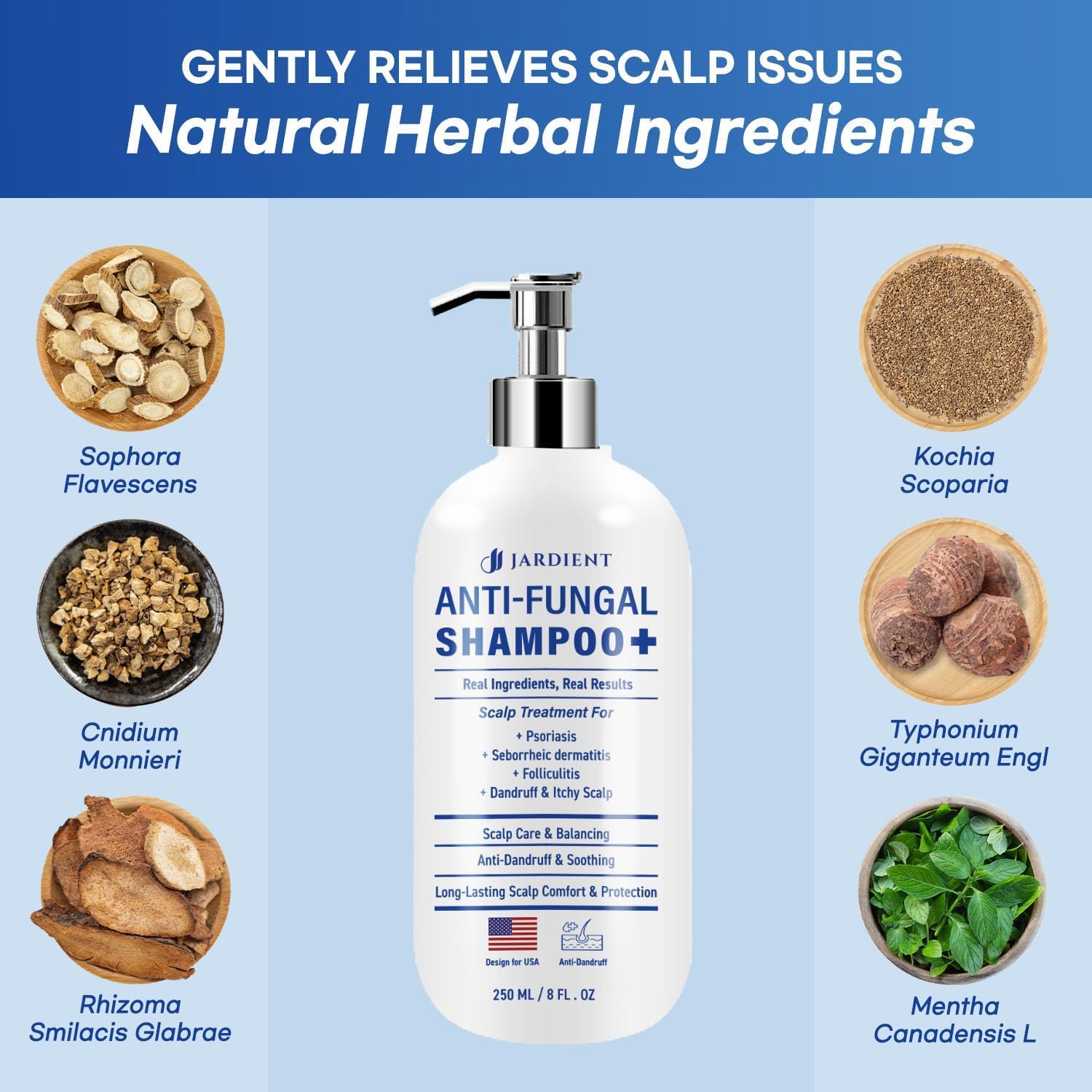 Jardient psoriasis shampoo scalp massage scene indicates absorption and relief.