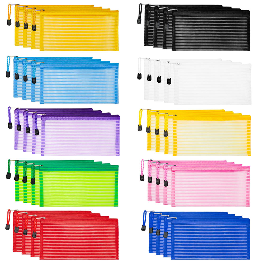 JARLINK 40-pack zipper mesh pouches in vibrant colors for easy on-the-go organization.