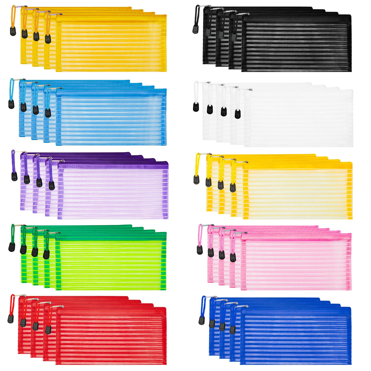 JARLINK 40-pack zipper mesh pouches in vibrant colors for easy on-the-go organization.
