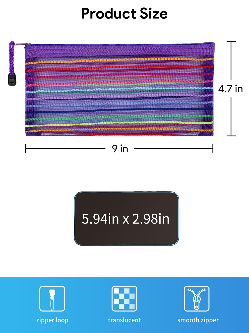 Jarlink colorful zipper mesh pouches keep cosmetics and supplies visible.