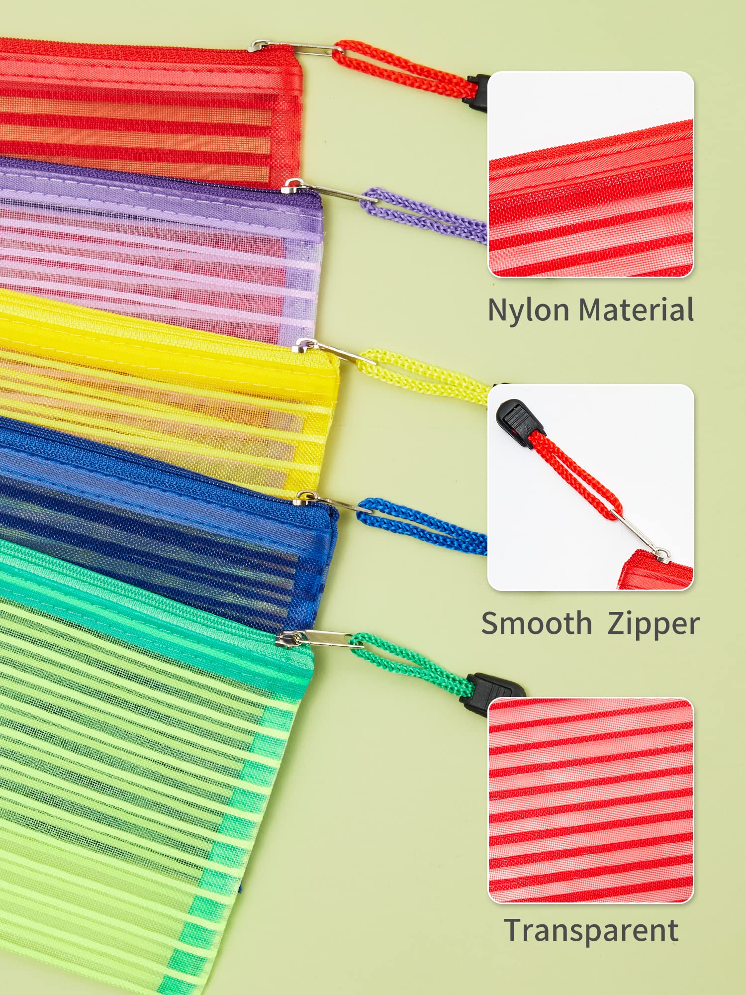 JARLINK mesh pouch size 23x12 cm fits pencils and cosmetics.