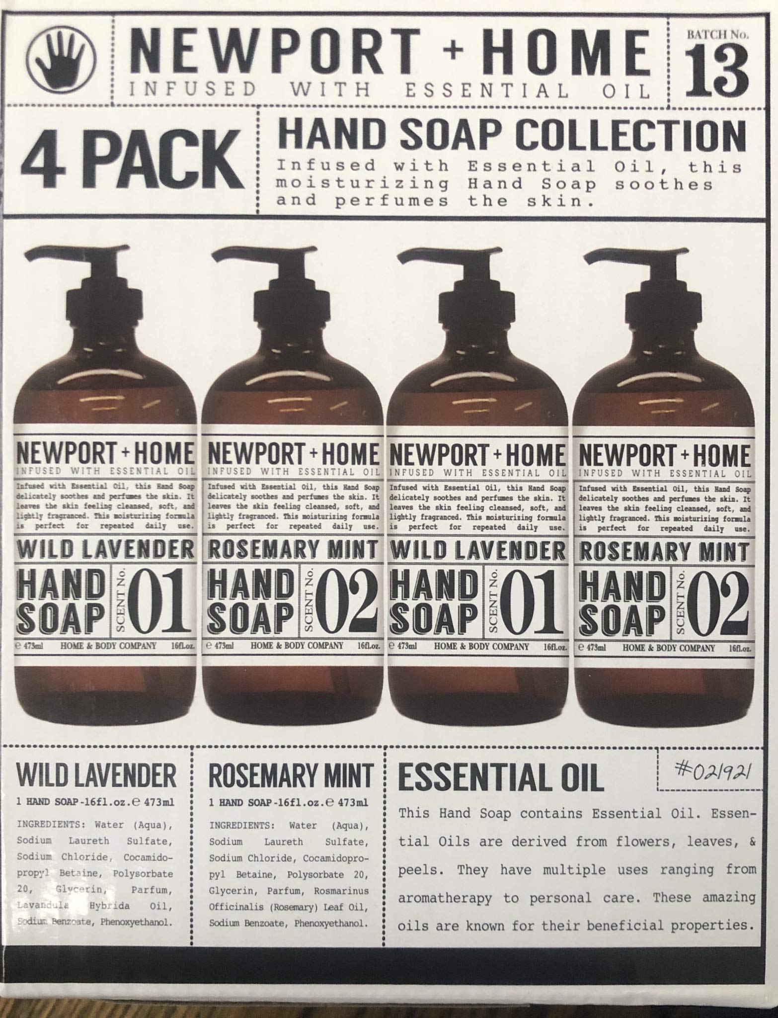 JAROFUREL Newport Home Hand Soap with rosemary mint, soothing daily hand care and refreshing scent.