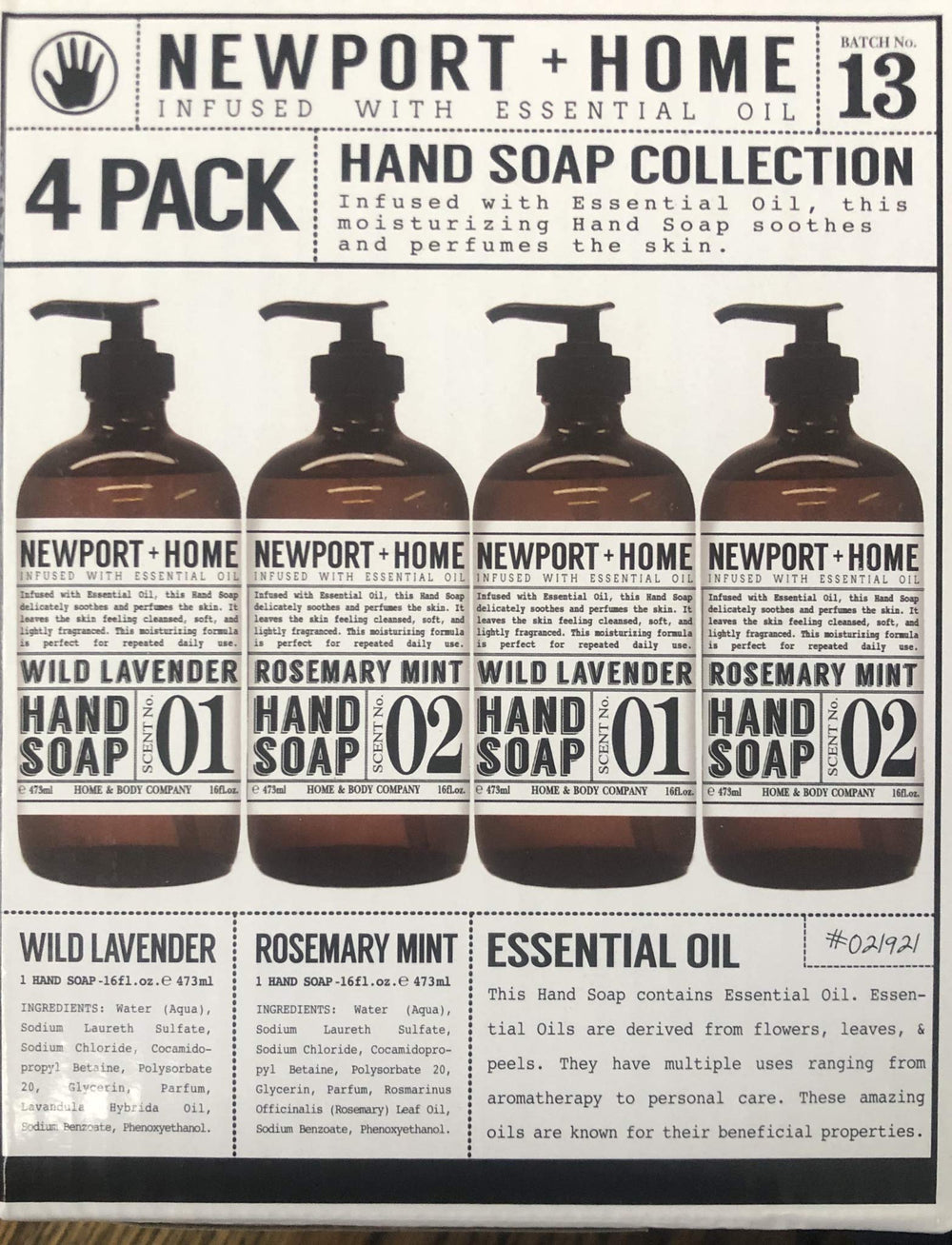 JAROFUREL Newport Home Hand Soap with rosemary mint, soothing daily hand care and refreshing scent.