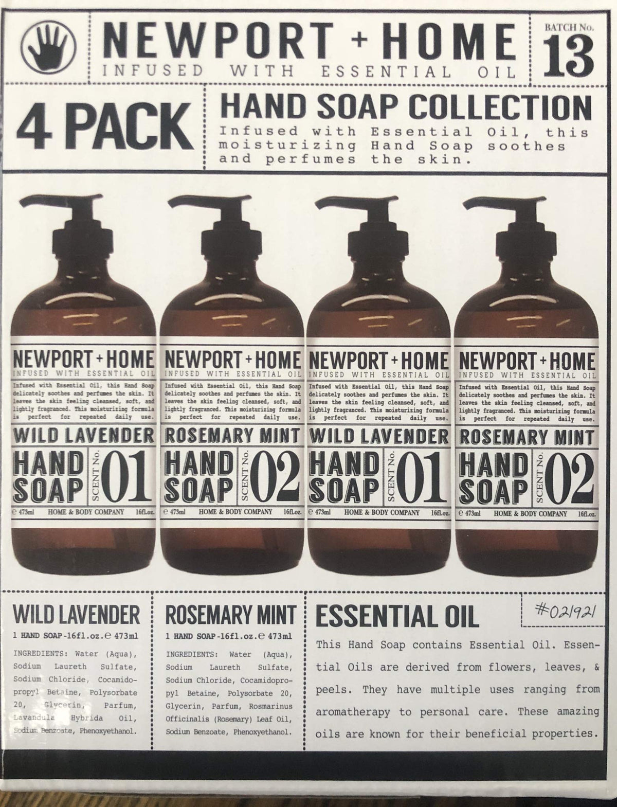 JAROFUREL Newport Home Hand Soap with rosemary mint, soothing daily hand care and refreshing scent.
