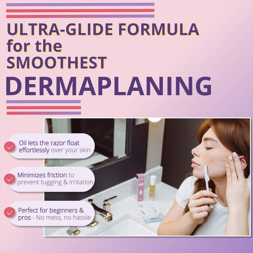Jasclair Dermaplaning Oil unscented label with clean design suited for sensitive skin routine