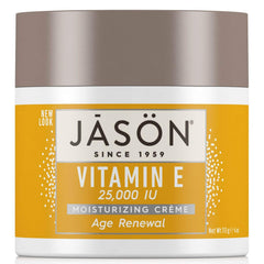 JASON Age Renewal Vitamin E 25,000 IU Moisturizing Crème two-pack bottle for daily hydration and anti-aging care