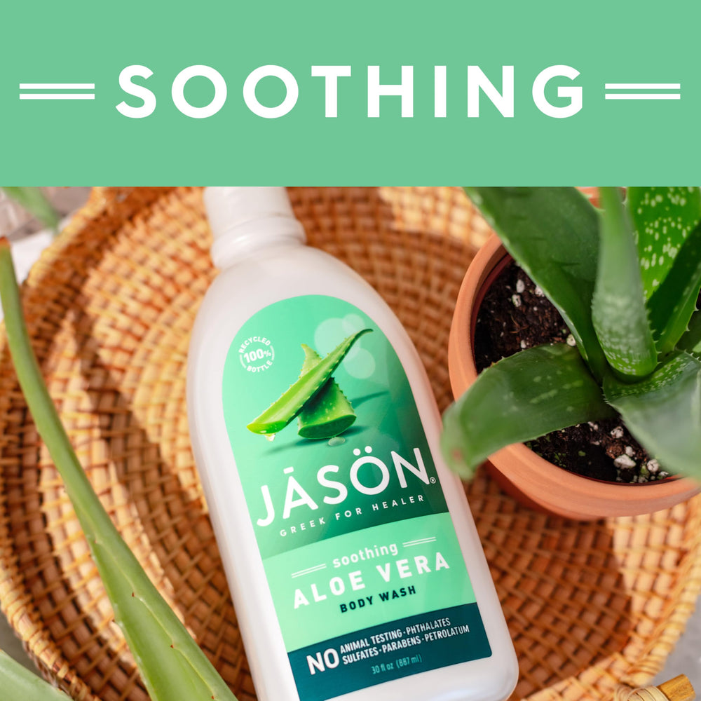 JASON Aloe Vera Shower Gel recycled-packaging highlights eco-conscious design.