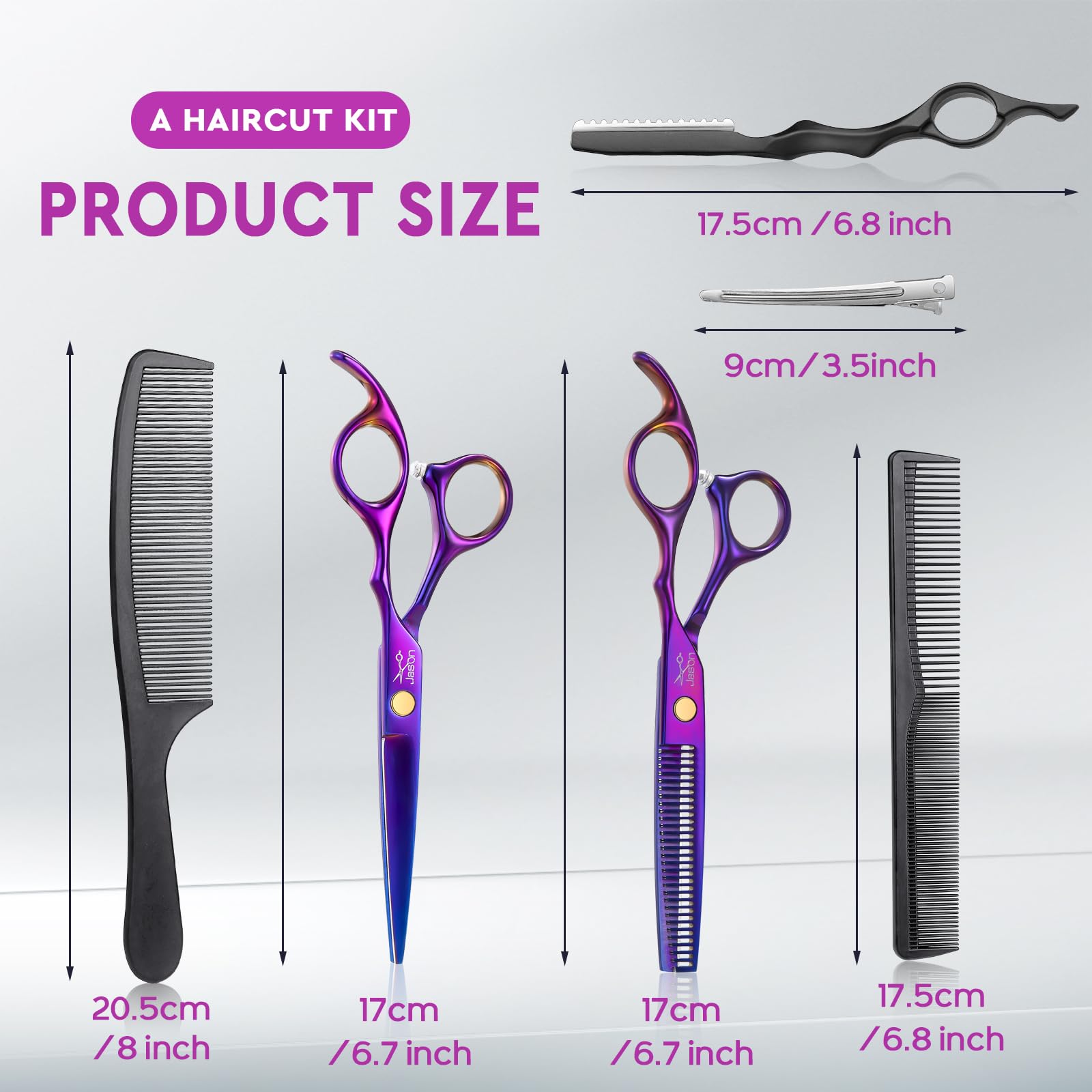 JASON Hair Scissors Pro two combs for sectioning and smoother cuts