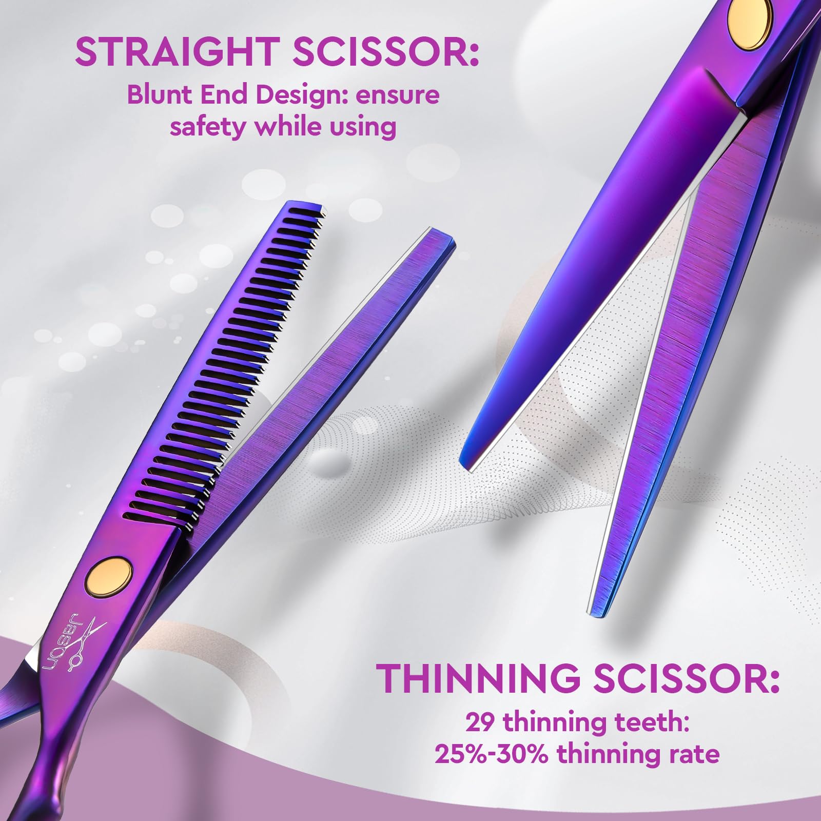 JASON Hair Scissors Pro thinning shear with 30 teeth for texture and layered styles